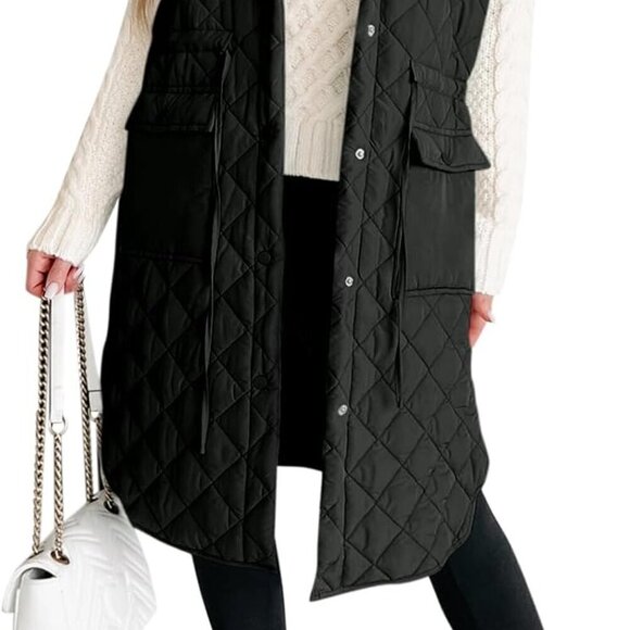 Other - Women's Sleeveless Long Puffer Vest Quilted Hooded Winter Coat Light Warm